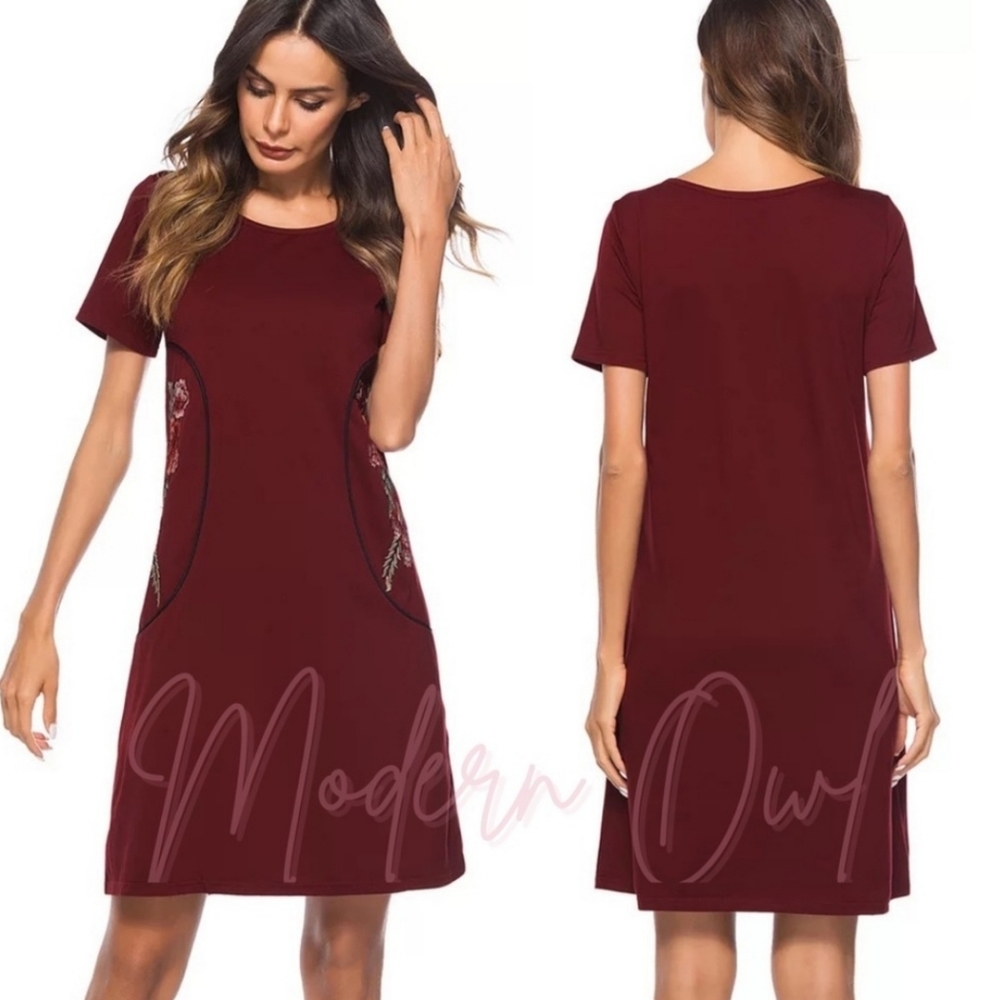 A-line Dress with Embroidery Sides